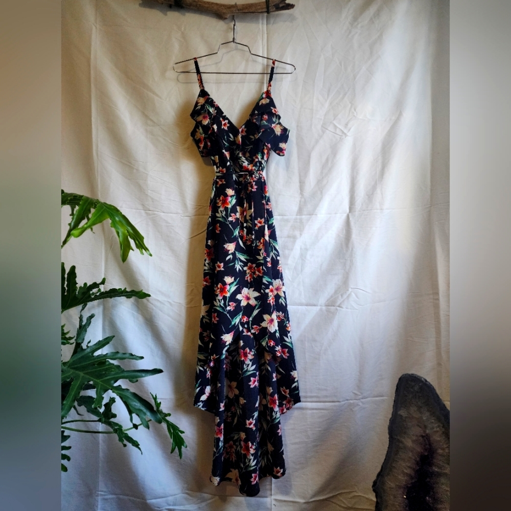 Fortune & Ivy, small black multicolored flower print dress
